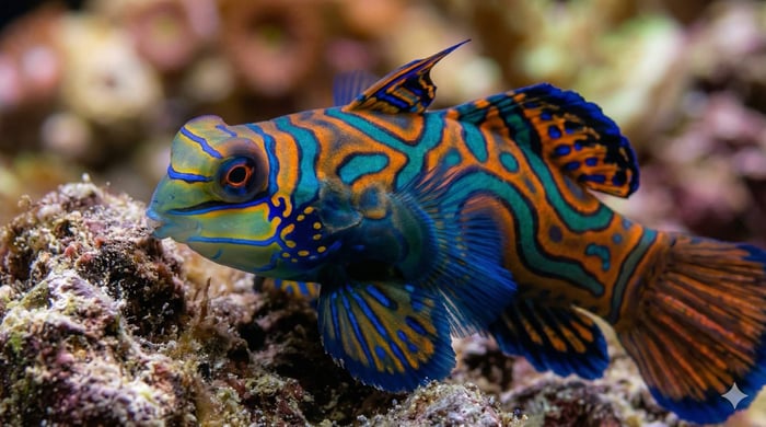 Mandarin dragonet care - healthy mandarin hunting copepods on live rock in a reef tank
