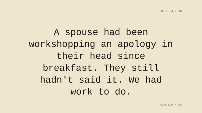 Cream typewriter-paper background with the closing paragraph centered in monospace ink: 