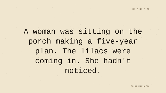 Cream typewriter-paper background with the closing paragraph centered in monospace ink: 