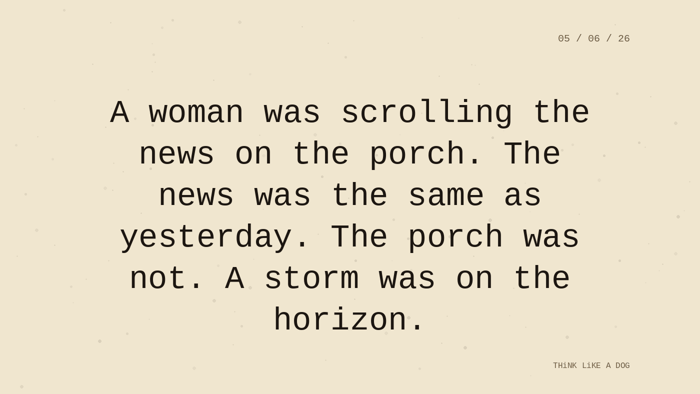 Cream typewriter-paper background with the closing paragraph centered in monospace ink: 