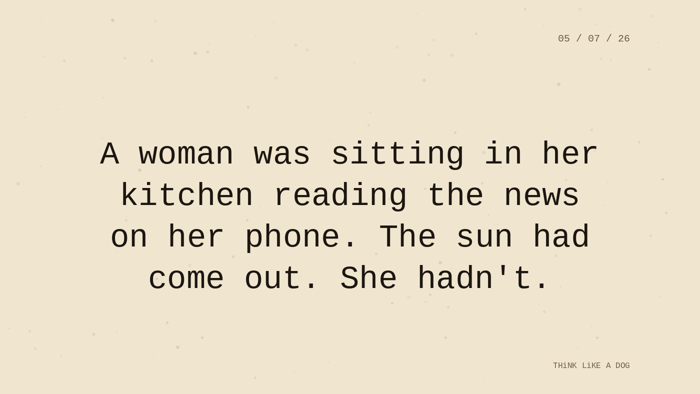 Cream typewriter-paper background with the closing paragraph centered in monospace ink: 