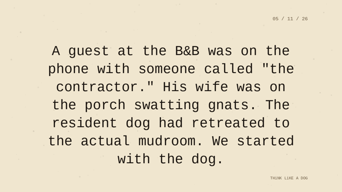 Cream typewriter-paper background with the closing paragraph centered in monospace ink: 