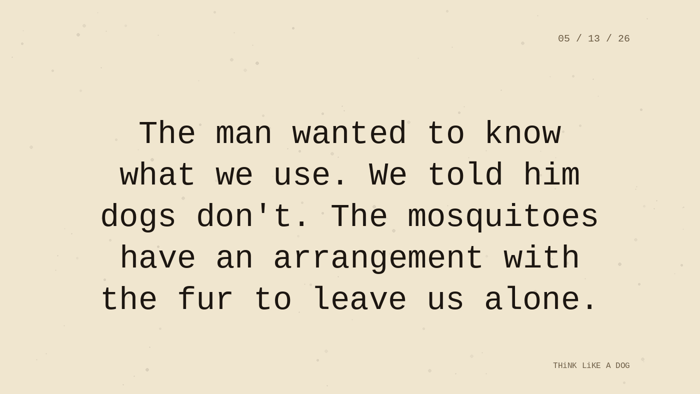 Cream typewriter-paper background with the closing paragraph centered in monospace ink: 