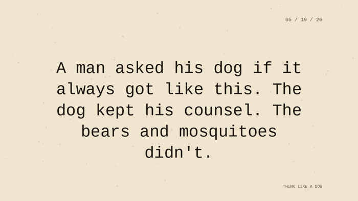 Cream typewriter-paper background with the closing paragraph centered in monospace ink: 