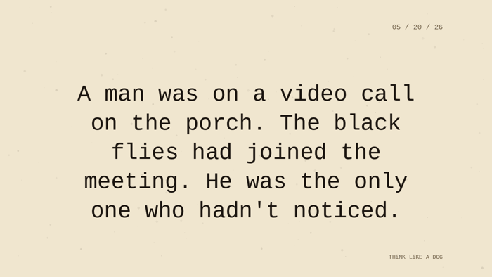 Cream typewriter-paper background with the closing paragraph centered in monospace ink: 