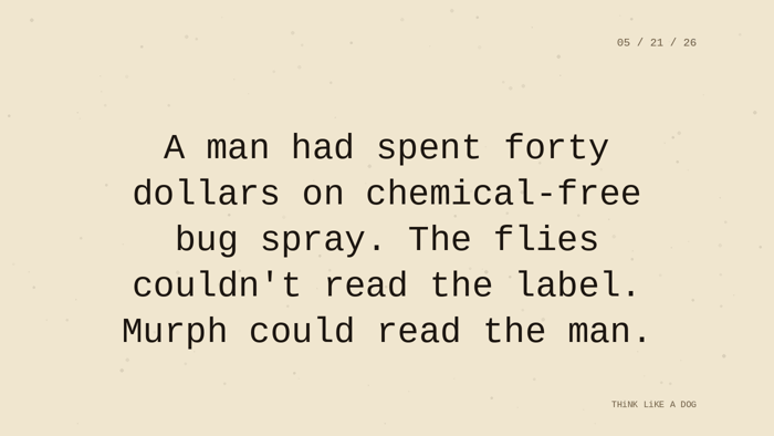 Cream typewriter-paper background with the closing paragraph centered in monospace ink: 