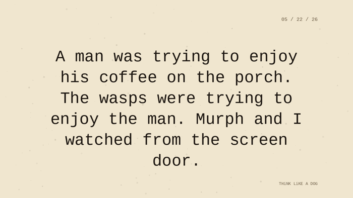 Cream typewriter-paper background with the closing paragraph centered in monospace ink: 