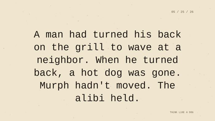 Cream typewriter-paper background with the closing paragraph centered in monospace ink: 