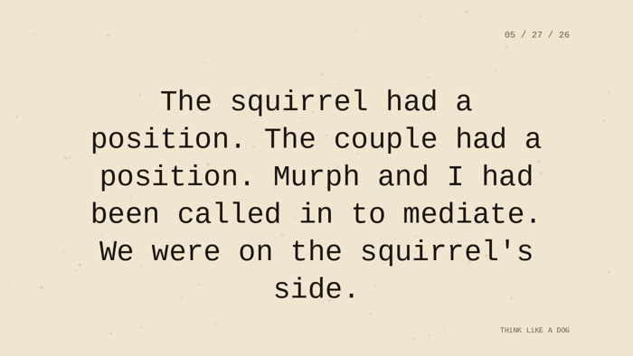 Cream typewriter-paper background with the closing paragraph centered in monospace ink: 
