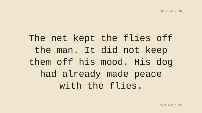 Cream typewriter-paper background with the closing paragraph centered in monospace ink: 