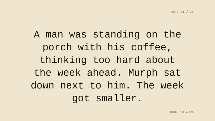 Cream typewriter-paper background with the closing paragraph centered in monospace ink: 