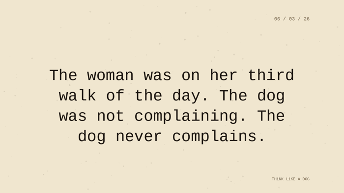 Cream typewriter-paper background with the closing paragraph centered in monospace ink: 