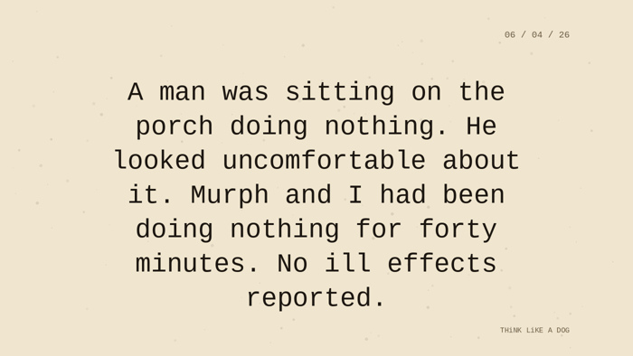 Cream typewriter-paper background with the closing paragraph centered in monospace ink: 