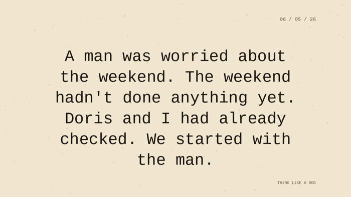 Cream typewriter-paper background with the closing paragraph centered in monospace ink: 