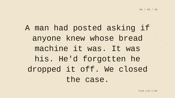 Cream typewriter-paper background with the closing paragraph centered in monospace ink: 