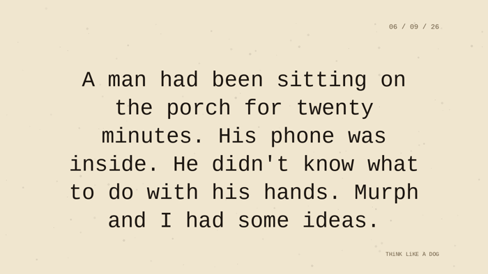 Cream typewriter-paper background with the closing paragraph centered in monospace ink: 