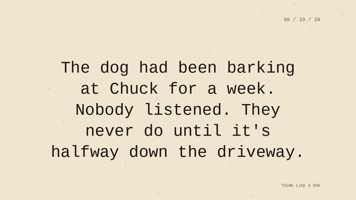 Cream typewriter-paper background with the closing paragraph centered in monospace ink: 