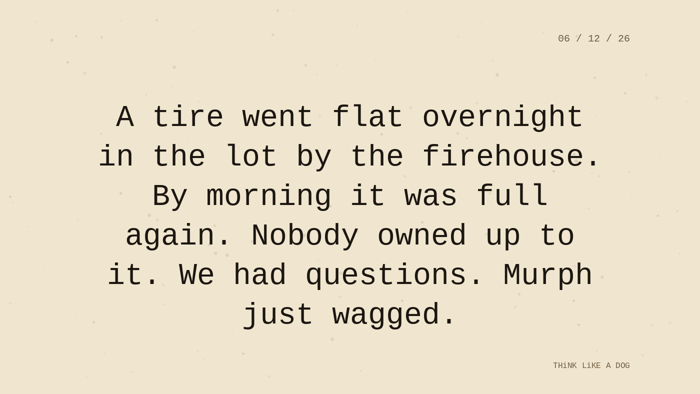Cream typewriter-paper background with the closing paragraph centered in monospace ink: 