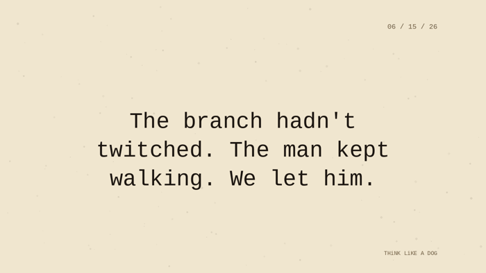 Cream typewriter-paper background with the closing paragraph centered in monospace ink: 