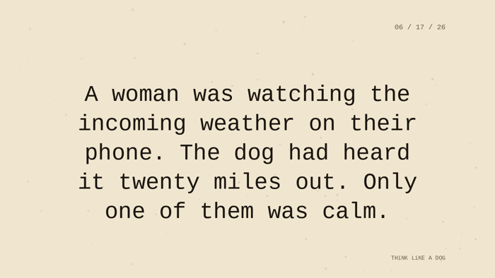 Cream typewriter-paper background with the closing paragraph centered in monospace ink: 