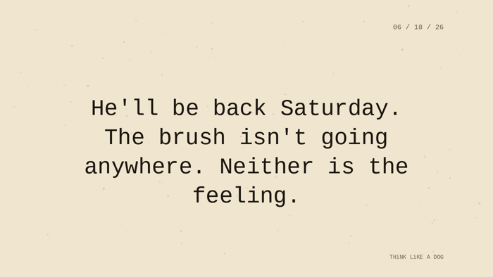 Cream typewriter-paper background with the closing paragraph centered in monospace ink: 