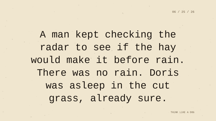 Cream typewriter-paper background with the closing paragraph centered in monospace ink: 