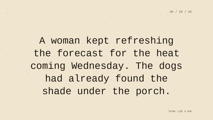 Cream typewriter-paper background with the closing paragraph centered in monospace ink: 