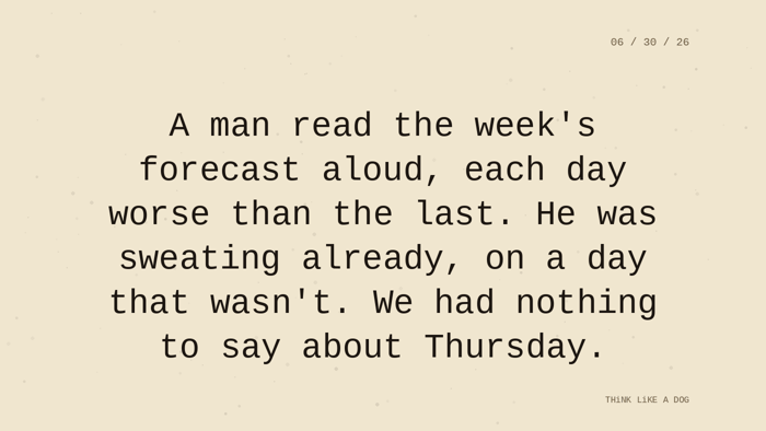 Cream typewriter-paper background with the closing paragraph centered in monospace ink: 