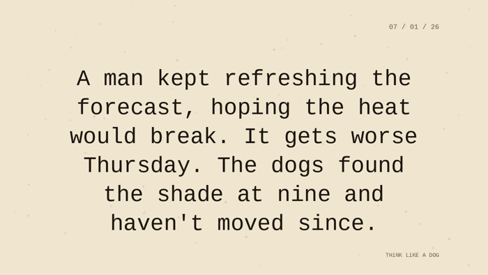 Cream typewriter-paper background with the closing paragraph centered in monospace ink: 