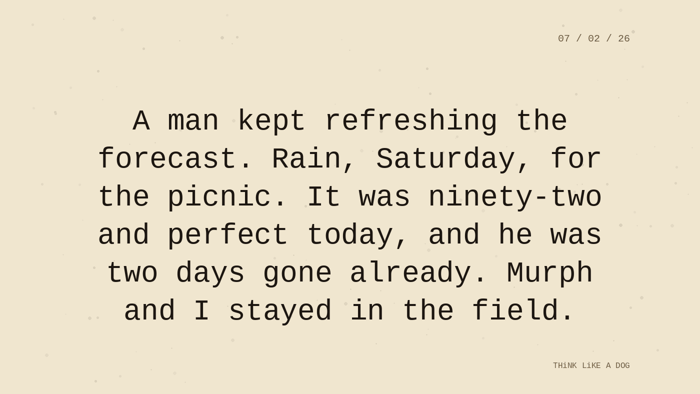 Cream typewriter-paper background with the closing paragraph centered in monospace ink: 