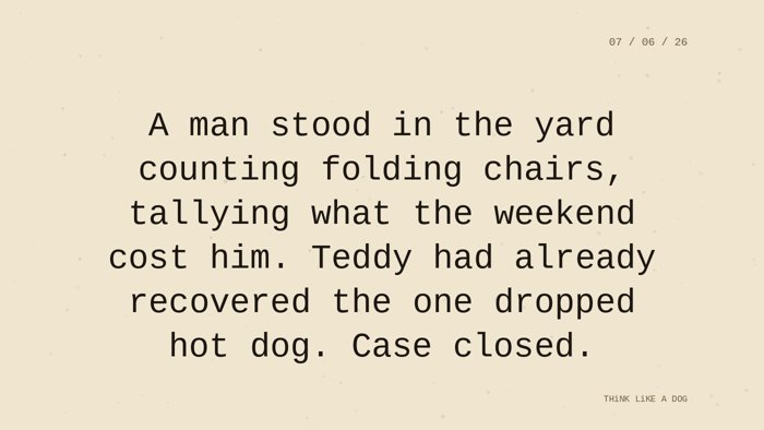 Cream typewriter-paper background with the closing paragraph centered in monospace ink: 