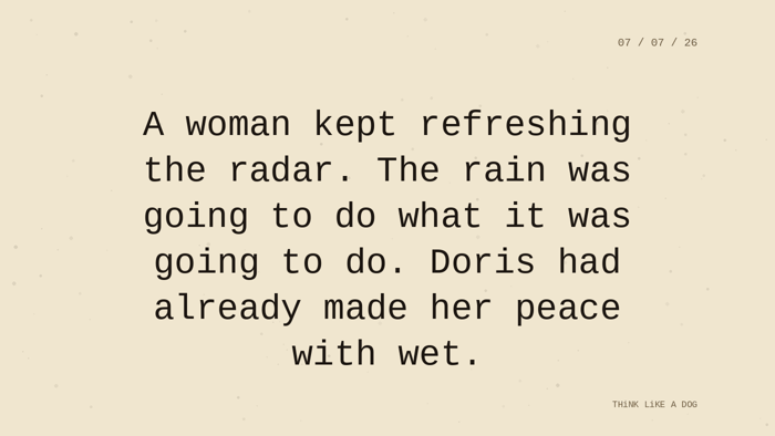 Cream typewriter-paper background with the closing paragraph centered in monospace ink: 
