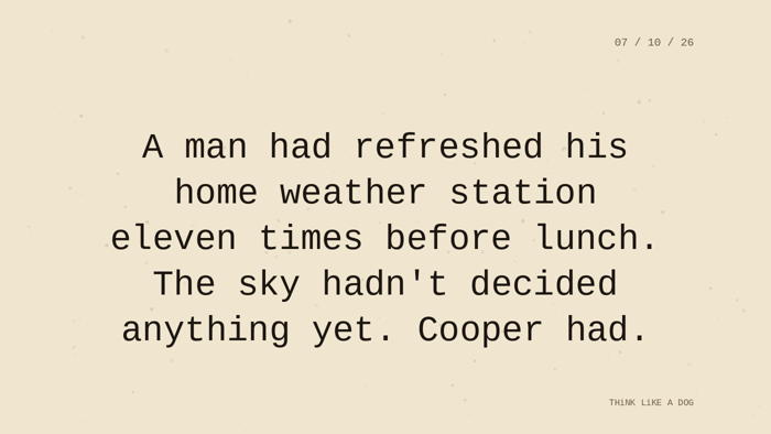 Cream typewriter-paper background with the closing paragraph centered in monospace ink: 