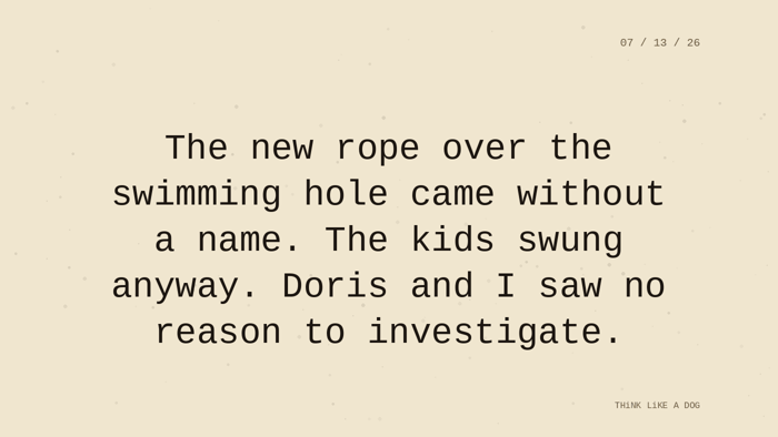 Cream typewriter-paper background with the closing paragraph centered in monospace ink: 