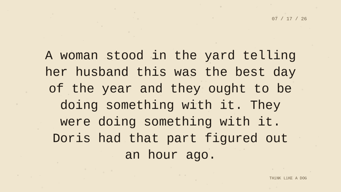 Cream typewriter-paper background with the closing paragraph centered in monospace ink: 