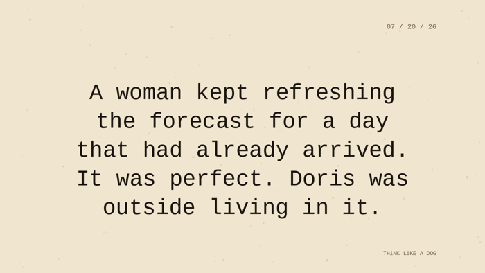 Cream typewriter-paper background with the closing paragraph centered in monospace ink: 