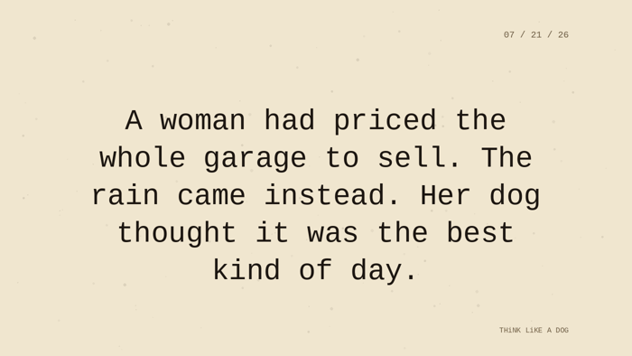 Cream typewriter-paper background with the closing paragraph centered in monospace ink: 
