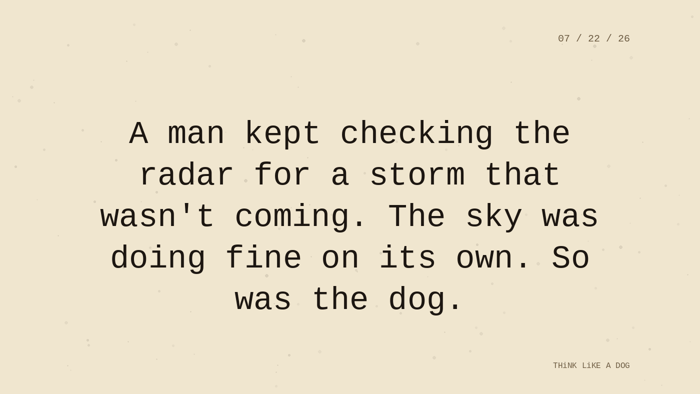 Cream typewriter-paper background with the closing paragraph centered in monospace ink: 