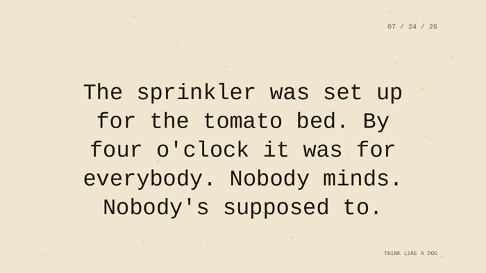 Cream typewriter-paper background with the closing paragraph centered in monospace ink: 