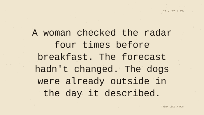 Cream typewriter-paper background with the closing paragraph centered in monospace ink: 