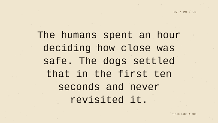 Cream typewriter-paper background with the closing paragraph centered in monospace ink: 