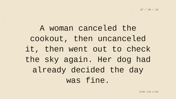 Cream typewriter-paper background with the closing paragraph centered in monospace ink: 