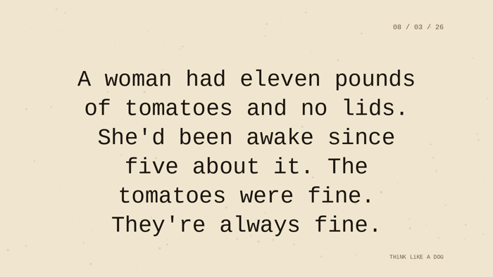 Cream typewriter-paper background with the closing paragraph centered in monospace ink: 