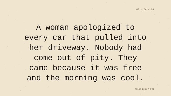 Cream typewriter-paper background with the closing paragraph centered in monospace ink: 