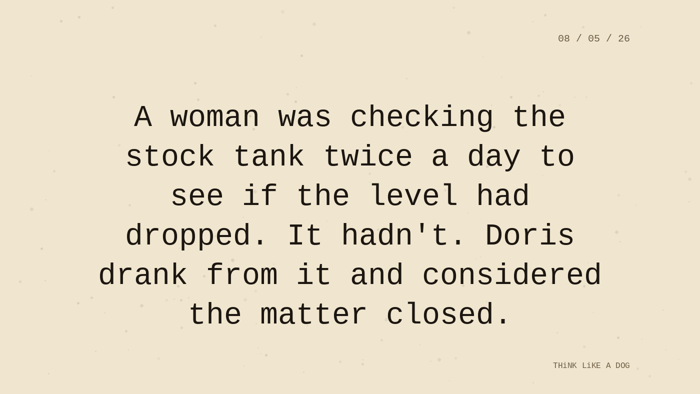 Cream typewriter-paper background with the closing paragraph centered in monospace ink: 