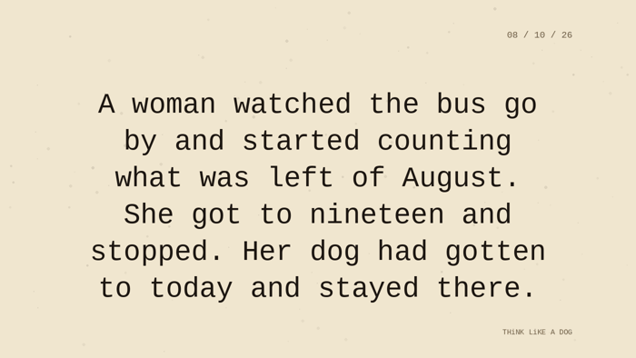 Cream typewriter-paper background with the closing paragraph centered in monospace ink: 