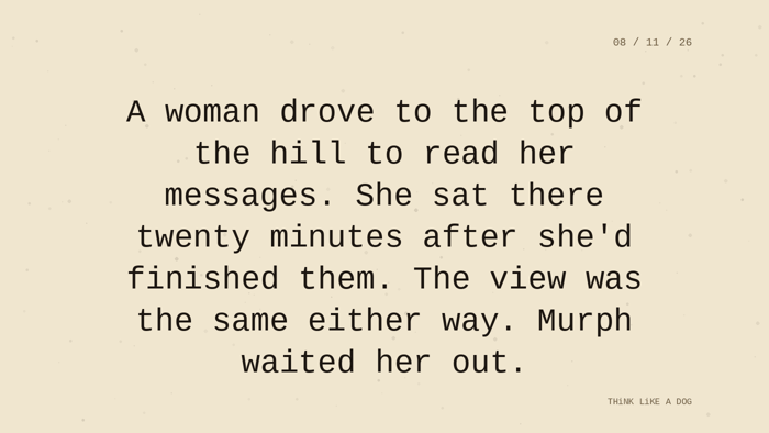Cream typewriter-paper background with the closing paragraph centered in monospace ink: 