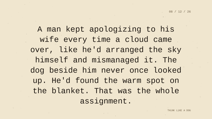 Cream typewriter-paper background with the closing paragraph centered in monospace ink: 