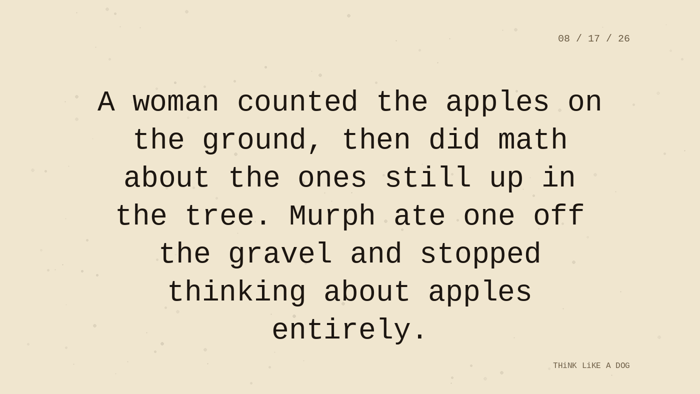 Cream typewriter-paper background with the closing paragraph centered in monospace ink: 