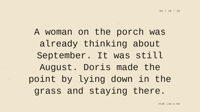 Cream typewriter-paper background with the closing paragraph centered in monospace ink: 